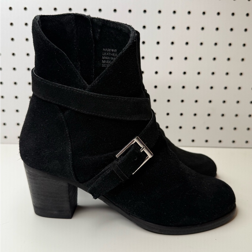 Anthropologie Matisse Harper Black Suede Leather Ankle Boots Women’s 7M Side Zip - Picture 2 of 16
